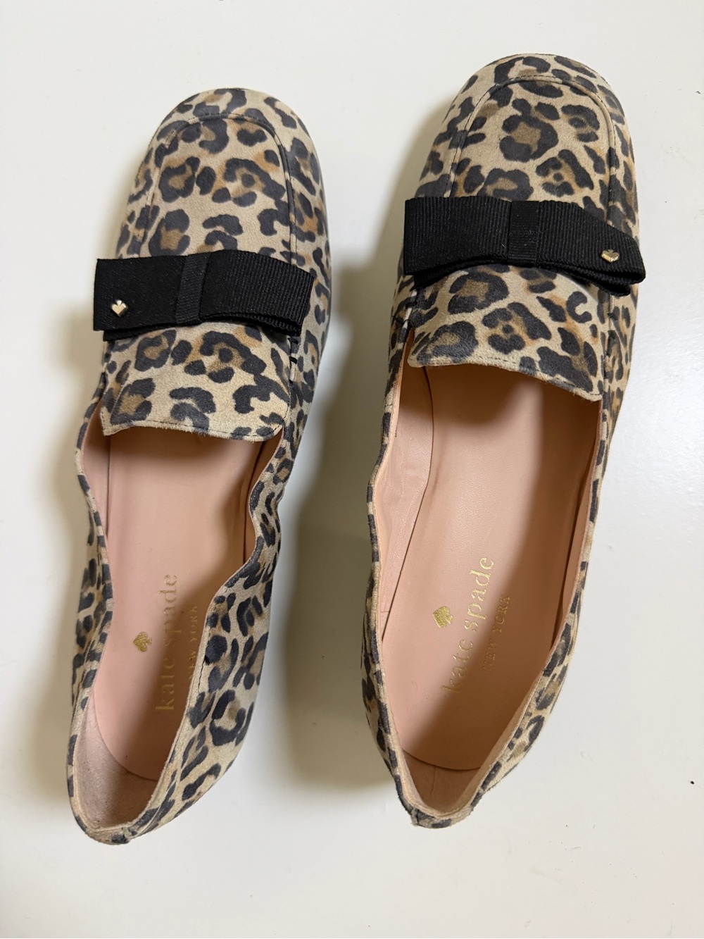 kate spade Leopard Print Bow Slip-On Flats - Tan, Black